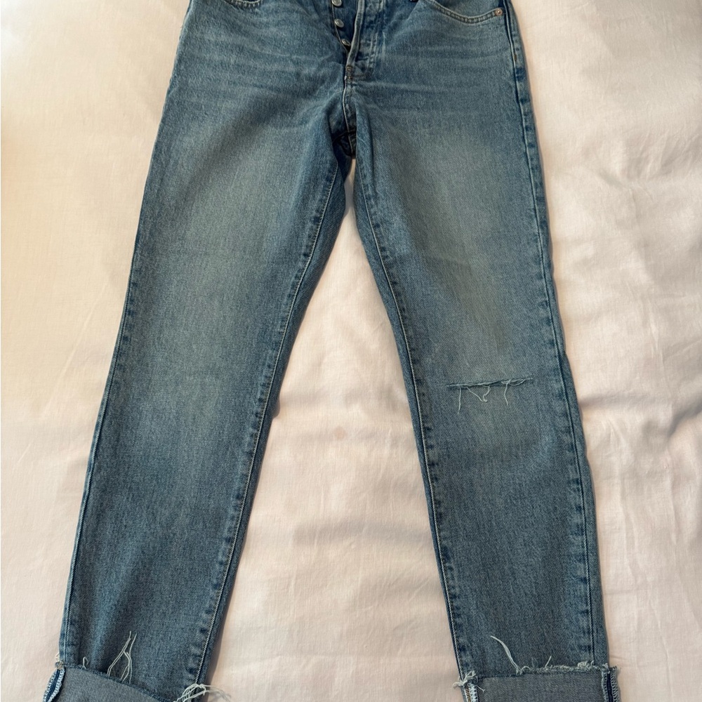 Free People Straight Blue Denim Jeans
